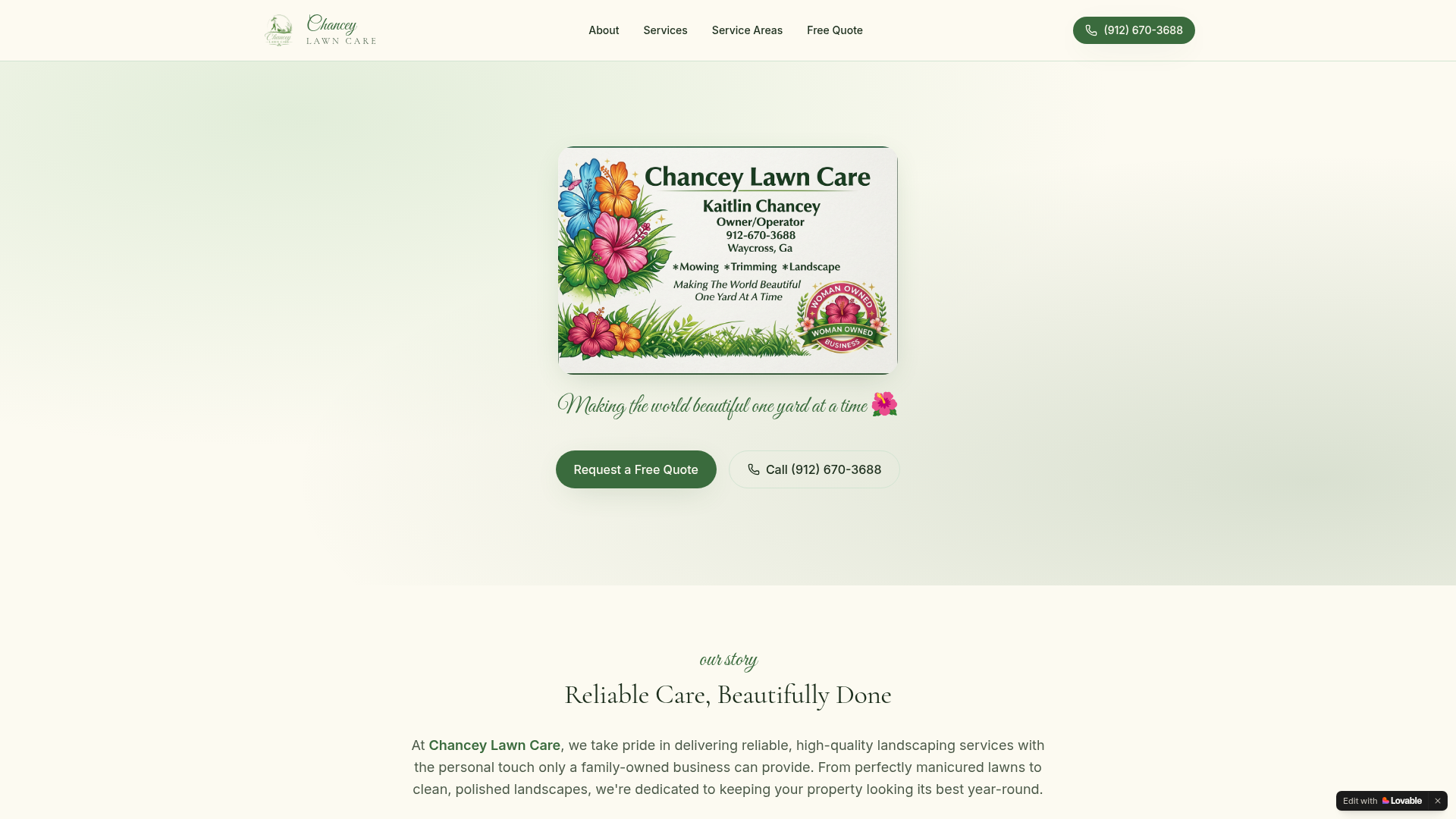 Chancey Lawn Care website