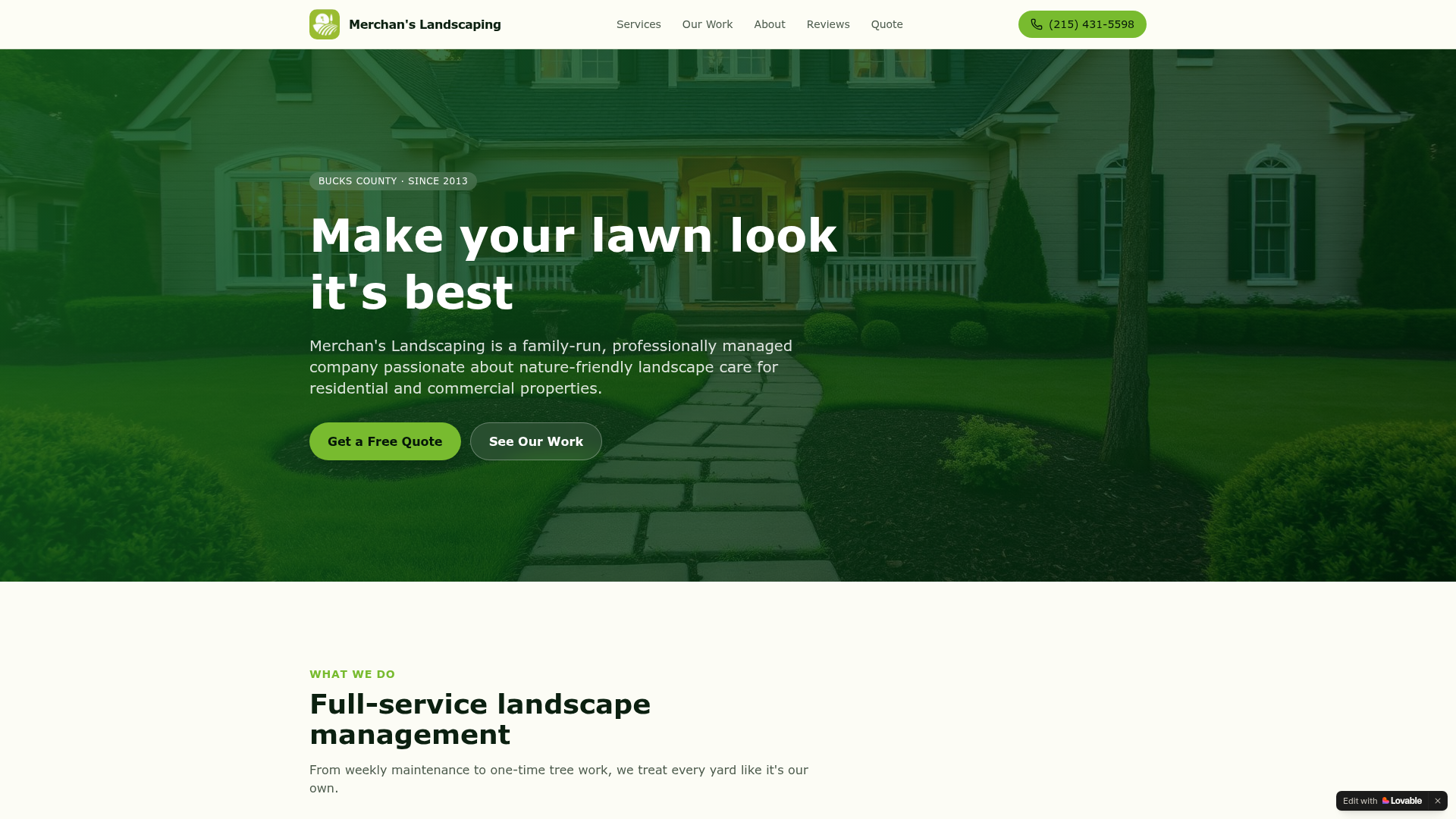 Merhan's Landscaping website